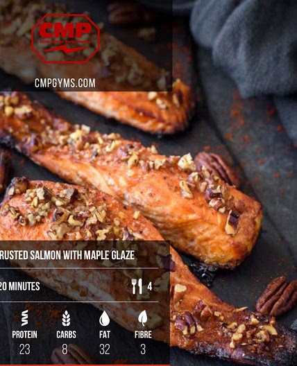 Crusted salmon with maple glaze