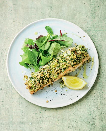 Oat topped salmon