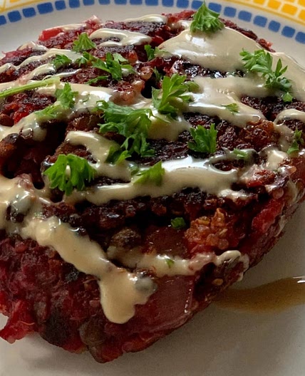 Lentil and beet burger