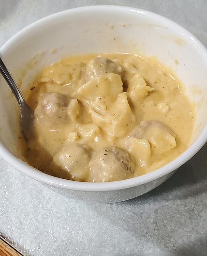 Crockpot Pierogies and Meatballs