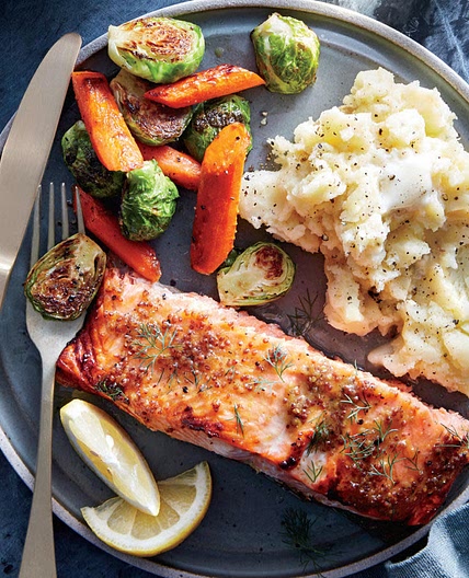 Lemon butter salmon with creamy mashed potato