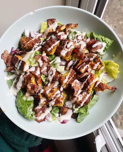 ONION BHAJI AND BACON SALAD