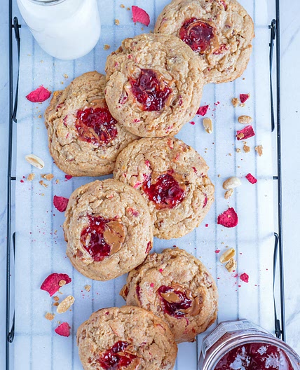 PB& J Graham Crunch Thumbprint Cookies