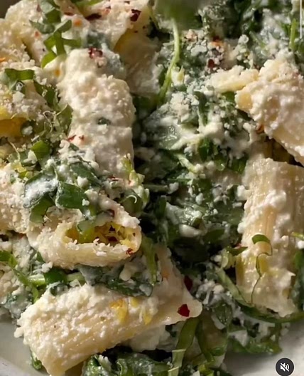 Lemon Ricotta Rigatoni with Arugula