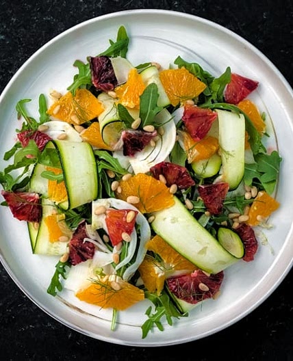 Fennel and Courgette Salad with Toasted Pine Nuts