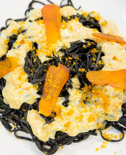 Fresh Pasta with Squid Ink and Bottarga Sauce