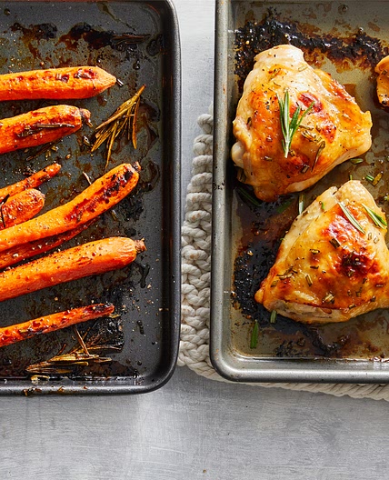 Roasted Maple-Glazed Chicken & Carrots