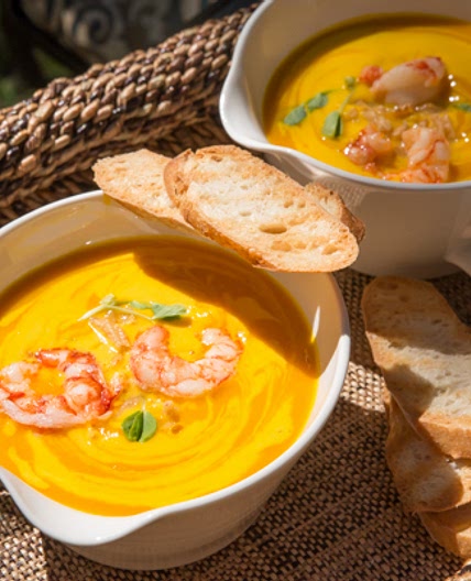 Pumpkin Soup with Shrimp