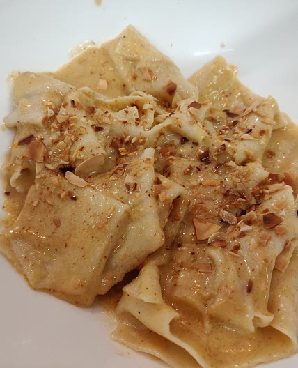 Bucatini with almond pesto