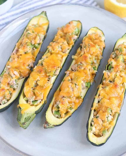 Keto Tuna Melt Zucchini Boats