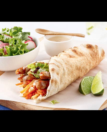 Pitas au poulet, julienne de légumes et mayonnaise à l’érable