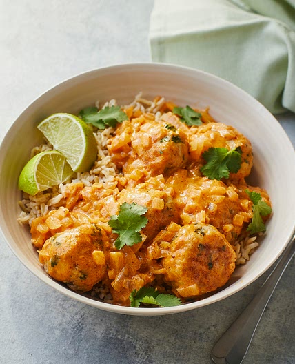 Red Thai Turkey Meatballs with Rice