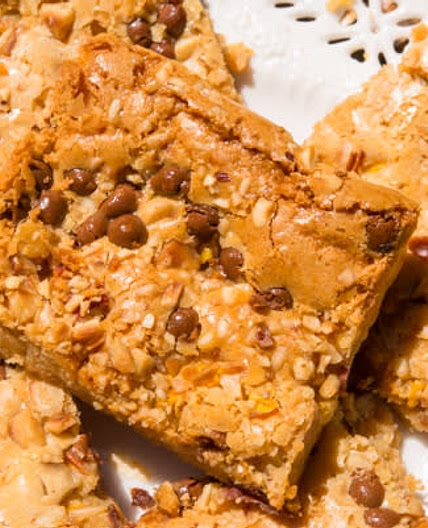 Pecan and Peach Texas Blondie