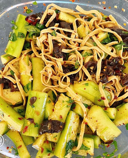 Cucumber and Wood Ear Sesame Oil Salad