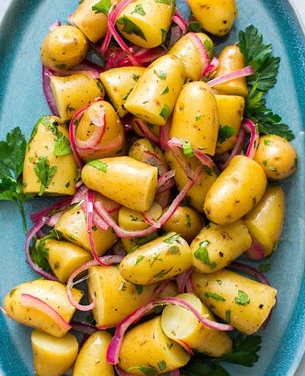 Boiled potatoes with herb vinaigrette