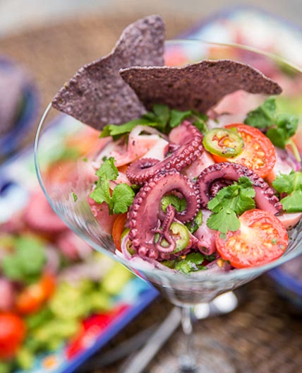 Cucumber Guacamole with Octopus Ceviche