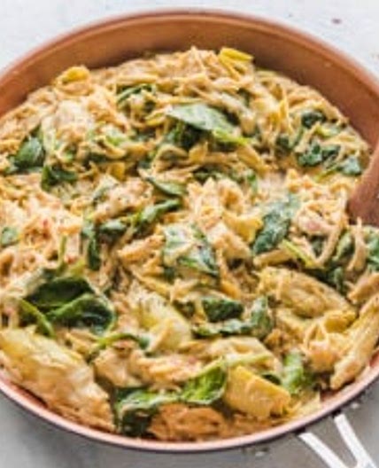 One Pot Spinach & Artichoke Pasta (Dairy Free)