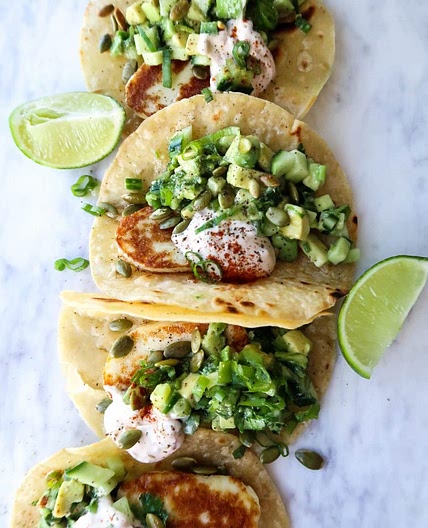 Halloumi Tacos with Spicy Pico Verde