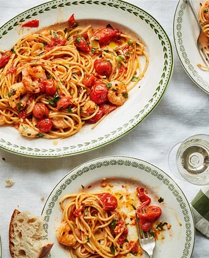 Spicy Prawn and Cherry Tomato Spaghetti