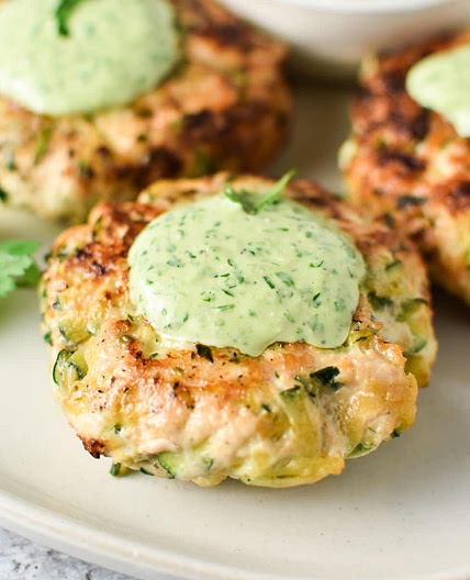 Chicken Zucchini Poppers with Creamy Cilantro Sauce