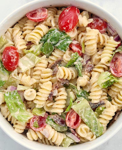 Dairy Free & Egg Free BLT Pasta Salad (With Lettuce)