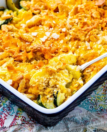 Cheesy Squash, Zucchini, and Corn Casserole