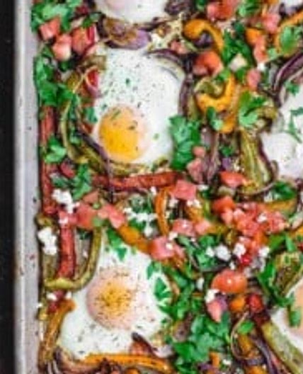 Easy Sheet Pan Baked Eggs and Veggies