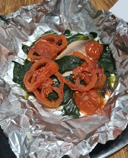 Pescado papillot y arroz