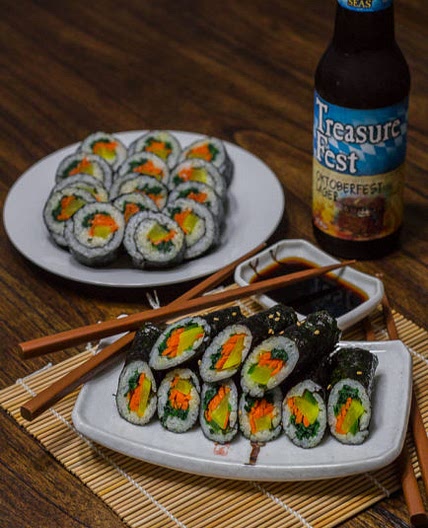 Vegan Kimbap (Vegan friendly Korean sushi roll)