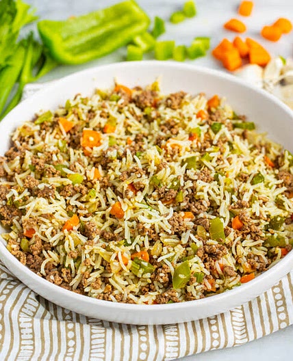 Cajun "dirty rice" with beef and veggies
