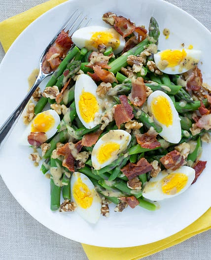 Asparagus, Egg & Bacon Salad With Walnuts& Dijon Vinaigrette