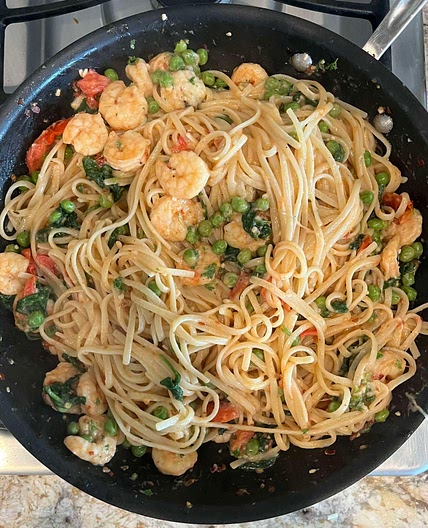 Lemon Garlic Vegetable Shrimp Pasta
