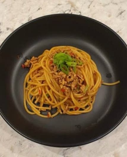 Asian Fusion Pork Spaghetti