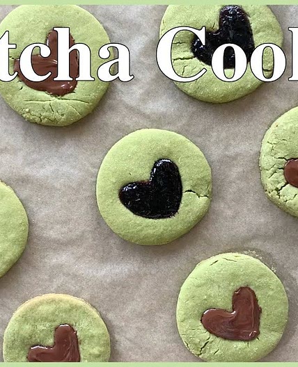Matcha Heart Thumbprint Cookies