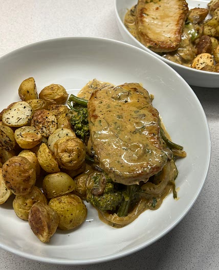 Creamy Pork & Crispy Potatoes