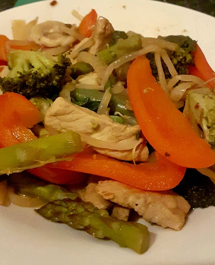 Pork and vegetable stir fry