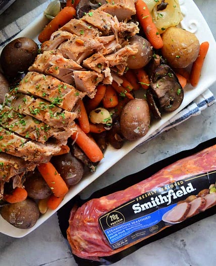 Slow Cooker Steakhouse Pork Tenderloin Dinner