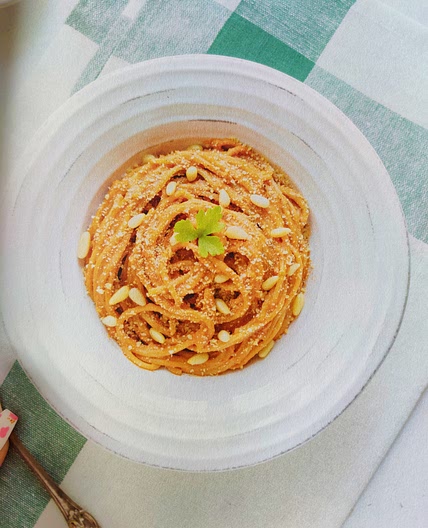 Spagetti med sötpotatissås
