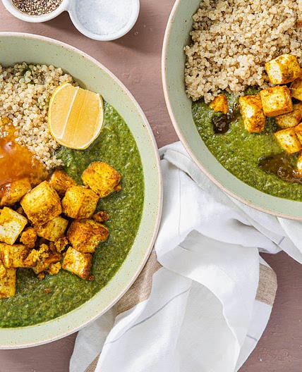Tofu Palak Paneer with Quinoa & Mango Chutney