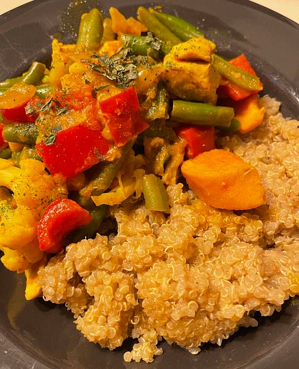 Curried Shrimp (Chicken) with Japanese Sweet Potato [HMC]