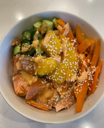 Glazed Salmon Sushi Roll Bowl 