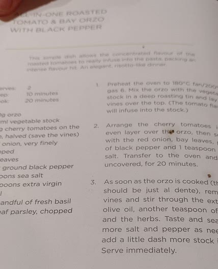 All in one roasted tomatoes & bay orzo with black pepper.