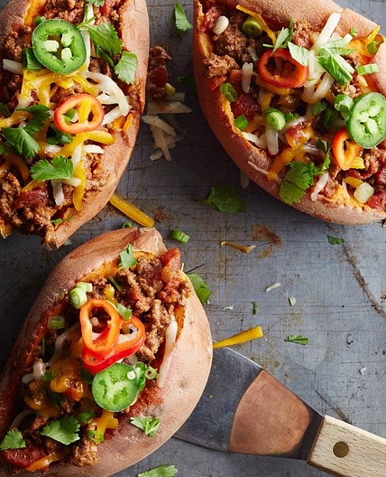 Chili-Topped Sweet Potatoes