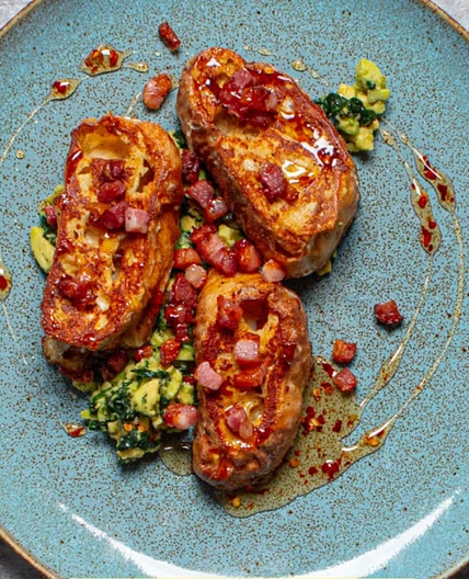 Cheesy French Toast with Pancetta