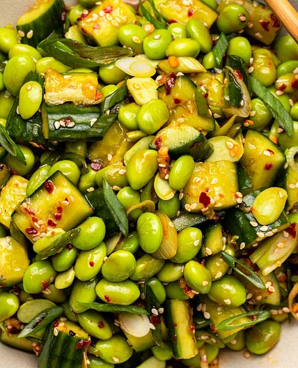 Edamame Salad with Smashed Cucumbers