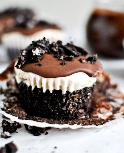 Peanut Butter Fudge Coffee Ice Cream Cupcakes