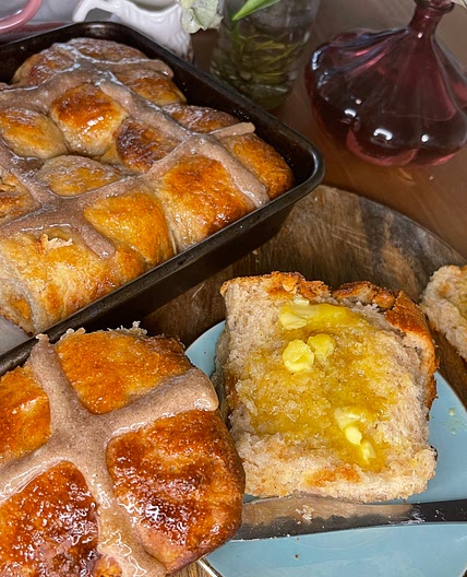 Caramilk hot cross buns