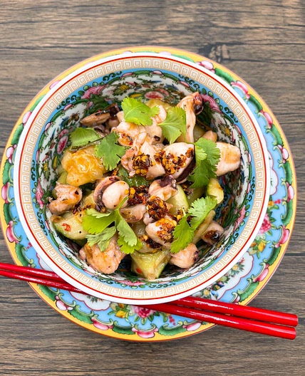 Spicy Pickled Cucumber and Octopus