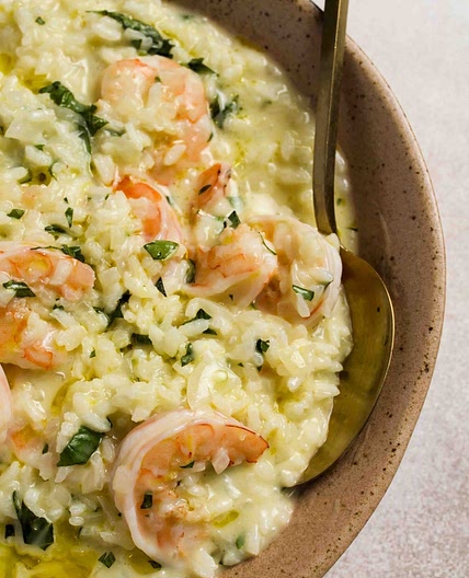 LEMON AND SHRIMP RISOTTO WITH FRESH BASIL