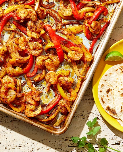 Sheet-Pan Shrimp Fajitas